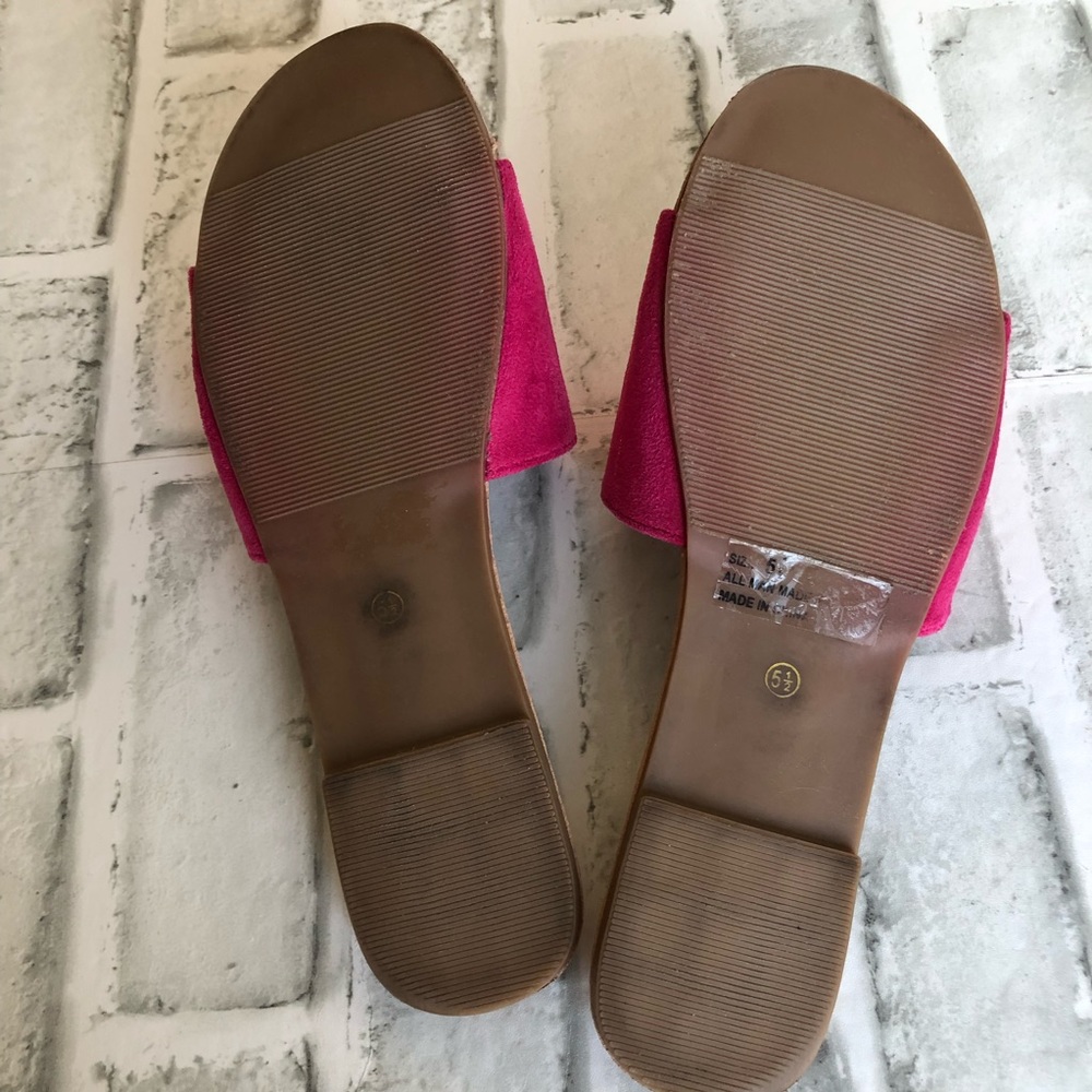 Lulus fuchsia slide sandals Sz 5.5 - Picture 5 of 5